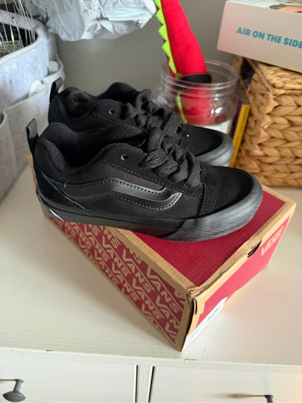 13.5 kids Vans Knu Skool Skate Shoe - Triple Black